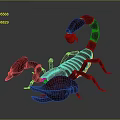 3D Rendered Red and Black Scorpion With Detailed Body Structure on Dark Background