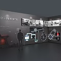 Technology Exhibition Hall Showcasing AGI Large Model Development History With Interactive Panels And Charts