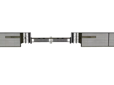 Contemporary Entrance Gate Design With Metal Frame And Symmetric Wall Structures 3d model