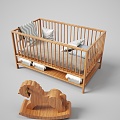 Modern Baby Bed Solid Wood Baby Bed 3d model