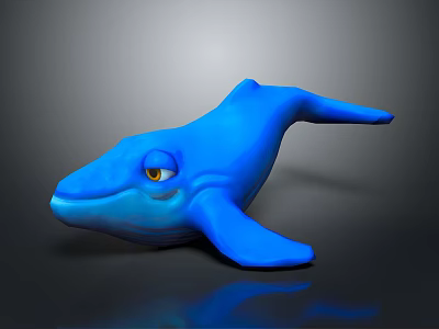 Blue Cartoon Whale 3D Model With Shiny Surface And Playful Eyes 3d model