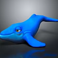 Blue Cartoon Whale 3D Model With Shiny Surface And Playful Eyes