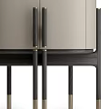 Elegant Modern Chest of Drawers With Light Beige Body Black Metal Handles And Legs