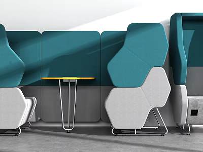 Modern Casual Sofa Combination With Geometric Teal Gray Seats And Metal Frames 3d model