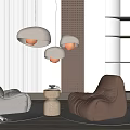 Modern Lazy Sofa Single Sofa Side Several Chandelier Combination 3d model