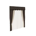 Elegant Brown Curtains With White Sheer Panels And Decorative Drape Top For Window