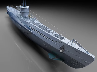 Military Submarine Model With Detailed Structure 3d model