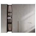 Sleek Modern Wardrobe Interior With Light Gray Finish And Metal Handle Storage Shelves