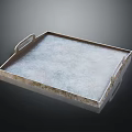 Stylish Metal Frame Tray With Marble Surface And Handle For Home Decor