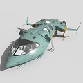 Futuristic Sci Fi Spaceship 3D Model With Green Exterior And Black Engines