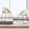 Modern Yellow And Green Single Chair With Metal Legs And Window Light