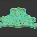 Ornate Golden Decorative Household Item With Intricate Carvings And Green Accents