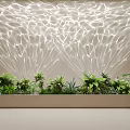 Modern Artistic Decorative Lights With Wave Design And Lush Green Plants