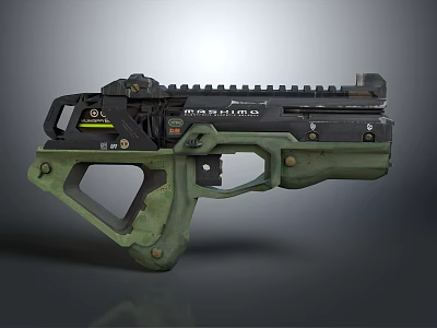 Green And Black Tactical MK23 Semi Auto Pistol Weapon With Modern Design Components 3d model