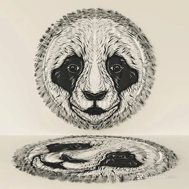 Round Carpet With Panda Inspired Pattern Design 3d model 