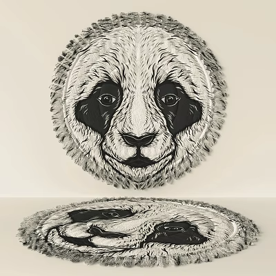 Round Carpet With Panda Inspired Pattern Design 3d model