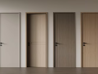 Modern single door swing door wooden door handle 3d model