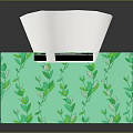 Turquoise Decorative Tissue Box With Green Leaf Pattern And White Tissues 3d model