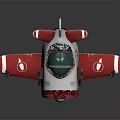 Red And White Vintage Passenger Aircraft With Propeller And Cockpit Cover