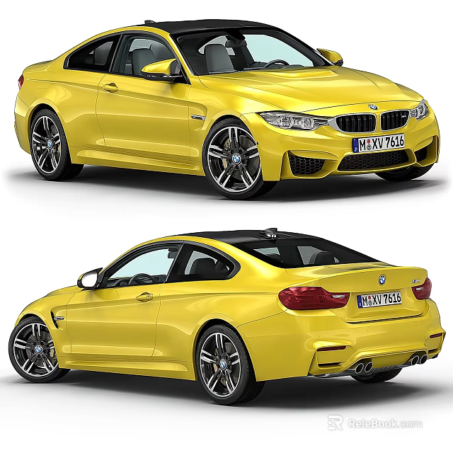 Stunning Yellow BMW Sports Coupe With Sleek Exterior And Alloy Wheels 3d model 
