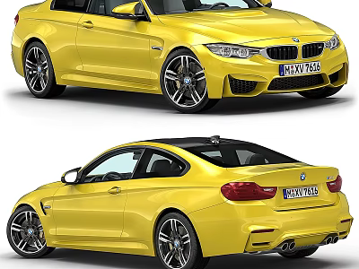 Stunning Yellow BMW Sports Coupe With Sleek Exterior And Alloy Wheels 3d model