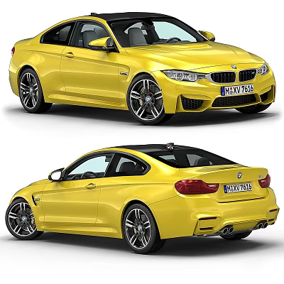 Stunning Yellow BMW Sports Coupe With Sleek Exterior And Alloy Wheels 3d model