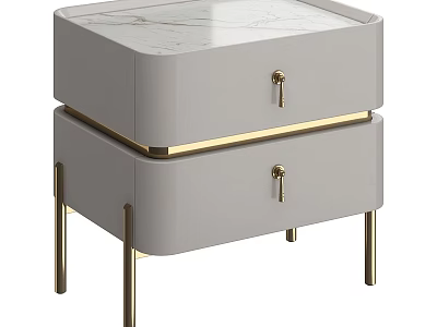 Modern Gray Chest of Drawers with Marble Top Gold Handles and Legs 3d model