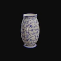 Blue And White Hand Painted Ceramic Vase With Floral Pattern For Home Decor 3d model