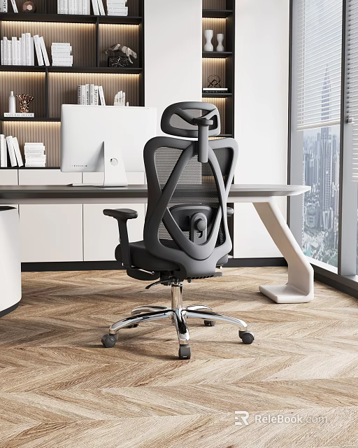 Ergonomic Modern Office Chair With Mesh Back And Adjustable Height For Workspace 3d model 