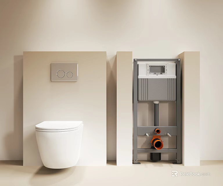 Modern White Wall Hung Toilet With Hidden Cistern And Control Panel 3d model 
