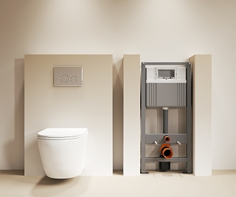 Modern toilet wall-mounted toilet into wall tank 3d model