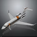 Modern White and Orange Jet with Open Staircase and Sleek Reflective Exterior