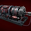 Large Industrial Machinery With Metallic Components Red Pipes And Black Base Structure