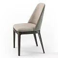 Modern Light Gray Upholstered Dining Chair With Dark Wooden Legs Simple Design