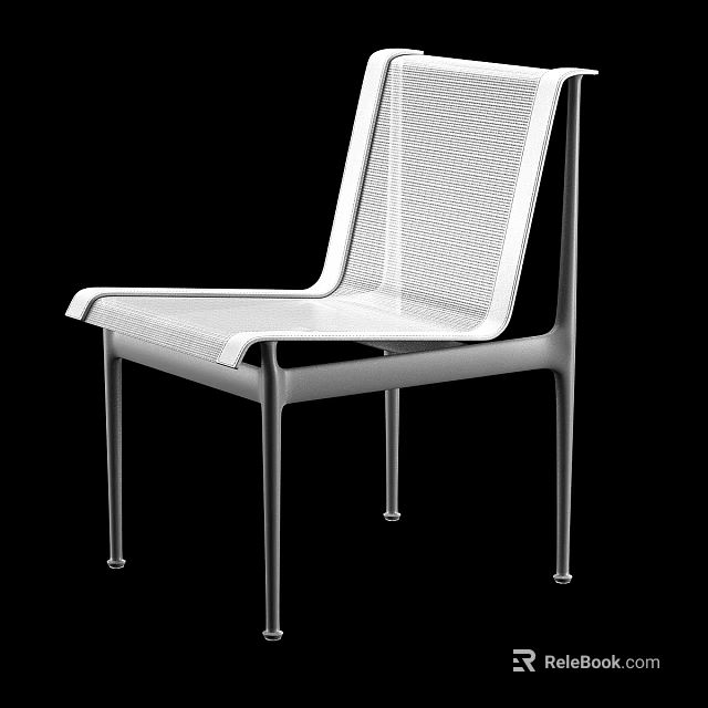 White Contemporary Chair With Mesh Back And Sleek Metal Frame Structure 3d model 