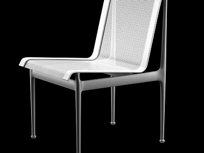 White Contemporary Chair With Mesh Back And Sleek Metal Frame Structure 3d model