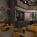 Stylish Industrial Yellow Leisure Sofa Combination For Modern Coffee Shop Comfortable Public Seating Area