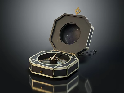 Elegant Decorative Ornament Set With Open Octagonal Box And Starry Sky Design 3d model
