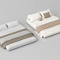 Minimalist Modern Bedding With White Beige Striped Bed Sheets And Pillows For Contemporary Bedroom Decor