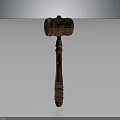 Traditional Wooden Weapon With Carved Handle Wrapped Grip And Round Head