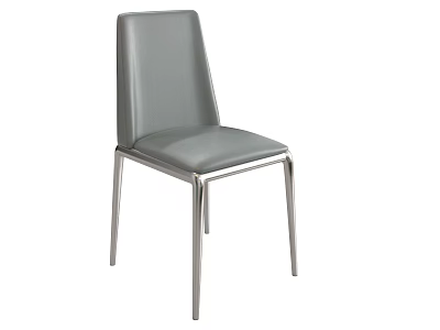 Modern Grey Upholstered Dining Chair With Sleek Metal Legs Design 3d model
