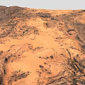 Red Desert Landscape With Rocky Terrain And Circular Patterns On Sandy Surface 3d model