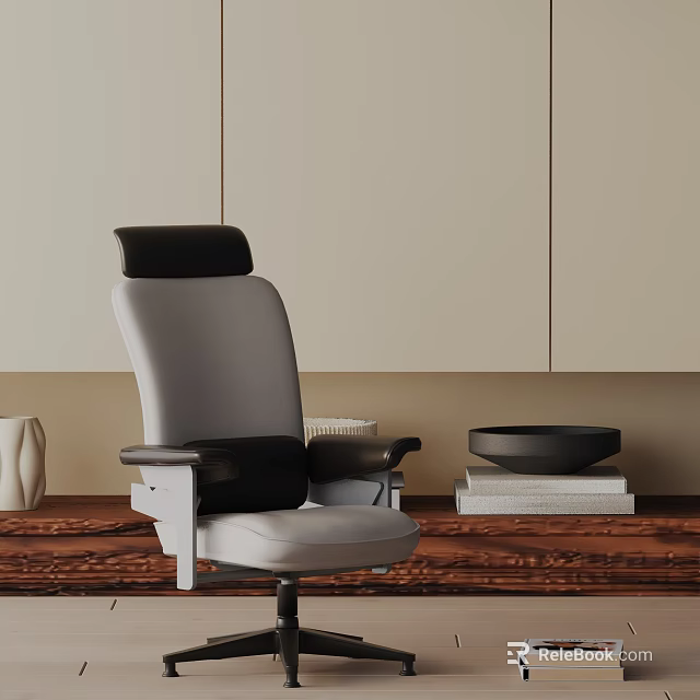 Ergonomic Office Chair With Modern Gray Black Design Comfortable Backrest And Adjustable Armrests 3d model 