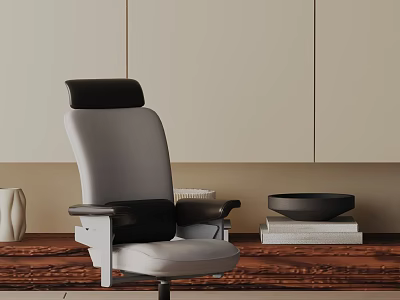 Ergonomic Office Chair With Modern Gray Black Design Comfortable Backrest And Adjustable Armrests 3d model
