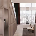 Modern Apartment Interior With Living Room Kitchen Island Counter Sofa Pendant Lights And Plants