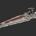 Large Gray 3D Warship Model With Red Stripes And Detailed Deck Structure 3d model