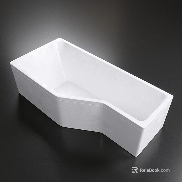 White Modern Freestanding Bathtub With Rectangular Shape And Unique Side Design 3d model