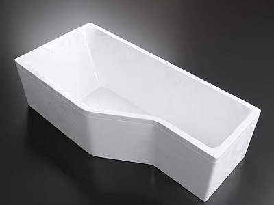 White Modern Freestanding Bathtub With Rectangular Shape And Unique Side Design 3d model