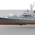 Detailed Warship Scale Model Featuring Gray Hull Antennas And Deck Guns 3d model