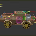 Military Khaki Tank With Turret Mounted Machine Gun And Large Wheels